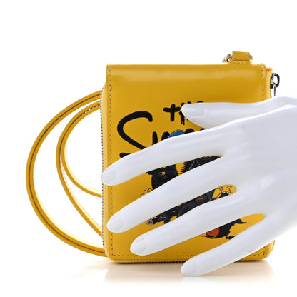 Balenciaga X THE SIMPSONS Smooth Calfskin Logo Card Holder On Keychain Bumblebee Yellow 2 of 15