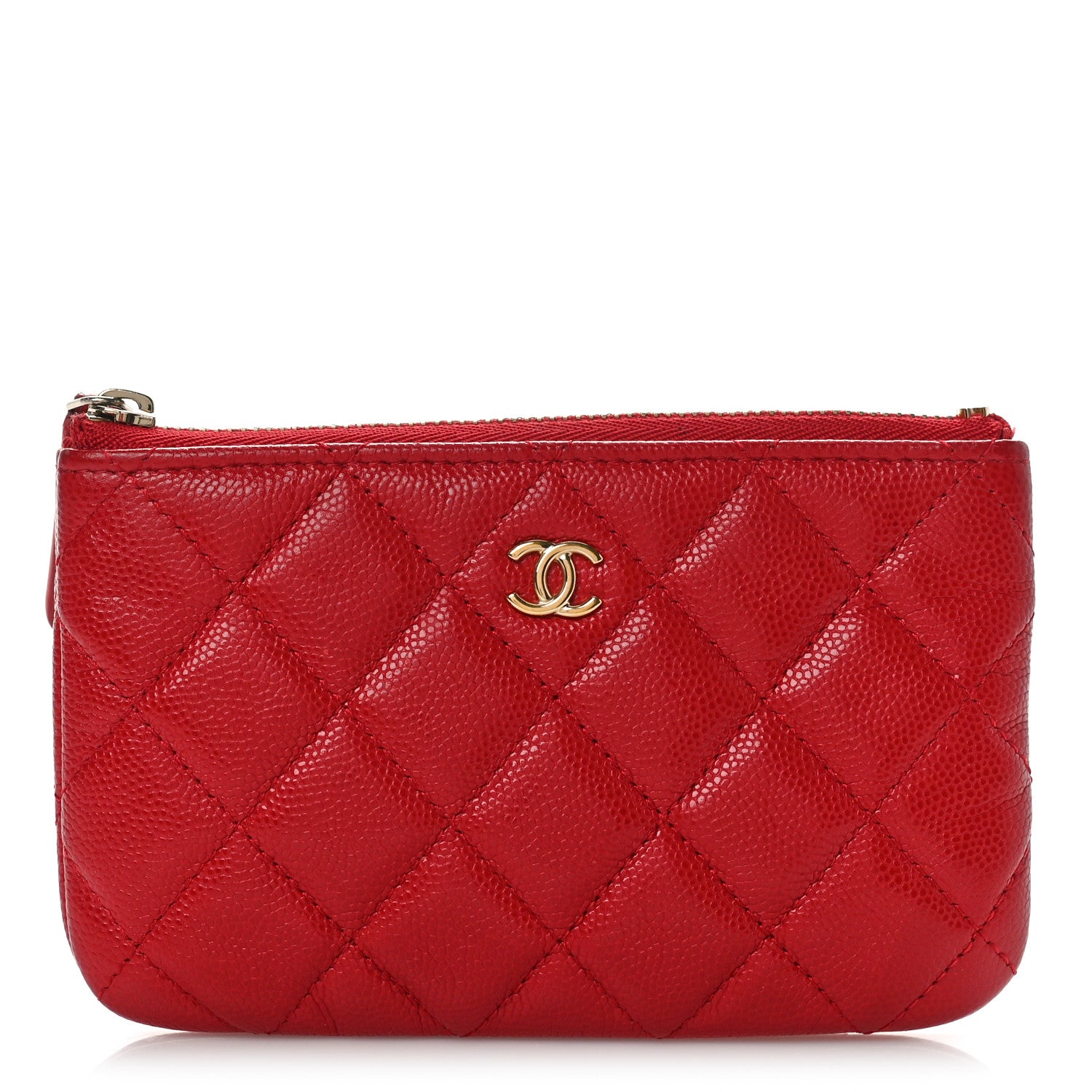 Chanel Caviar Quilted Small Cosmetic Case Red 1 of 8