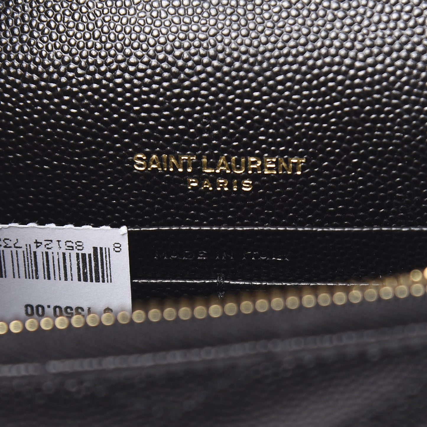 Grain De Poudre Matelasse Chevron Monogram Envelope Chain Wallet Black