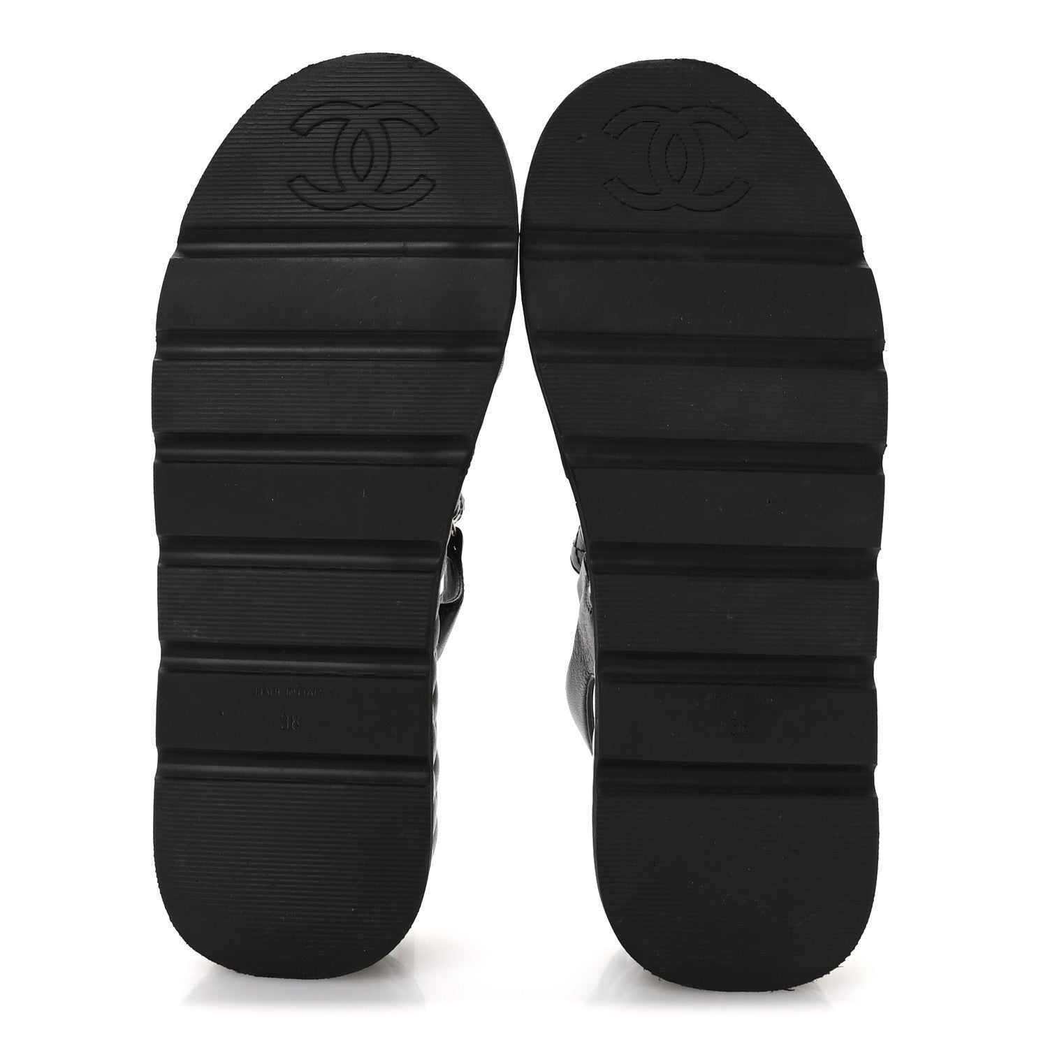 Chanel Lambskin Quilted Platform Sandals 38 Black 6 of 9