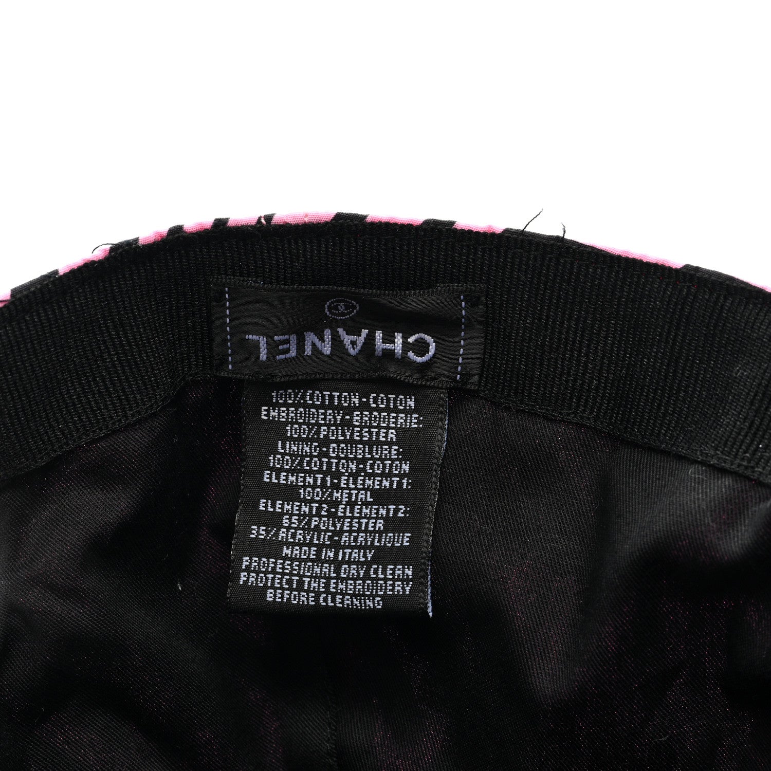 Chanel Cotton Sequin CC Cap Hat Black Pink 7 of 7