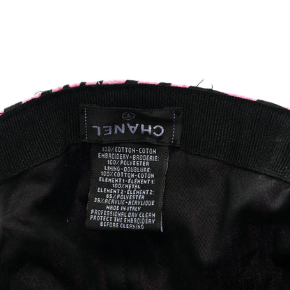 Chanel Cotton Sequin CC Cap Hat Black Pink 7 of 7