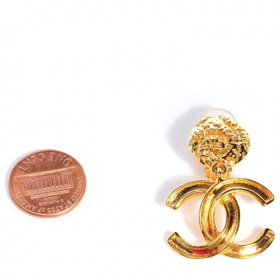 Gold CC Drop Earrings