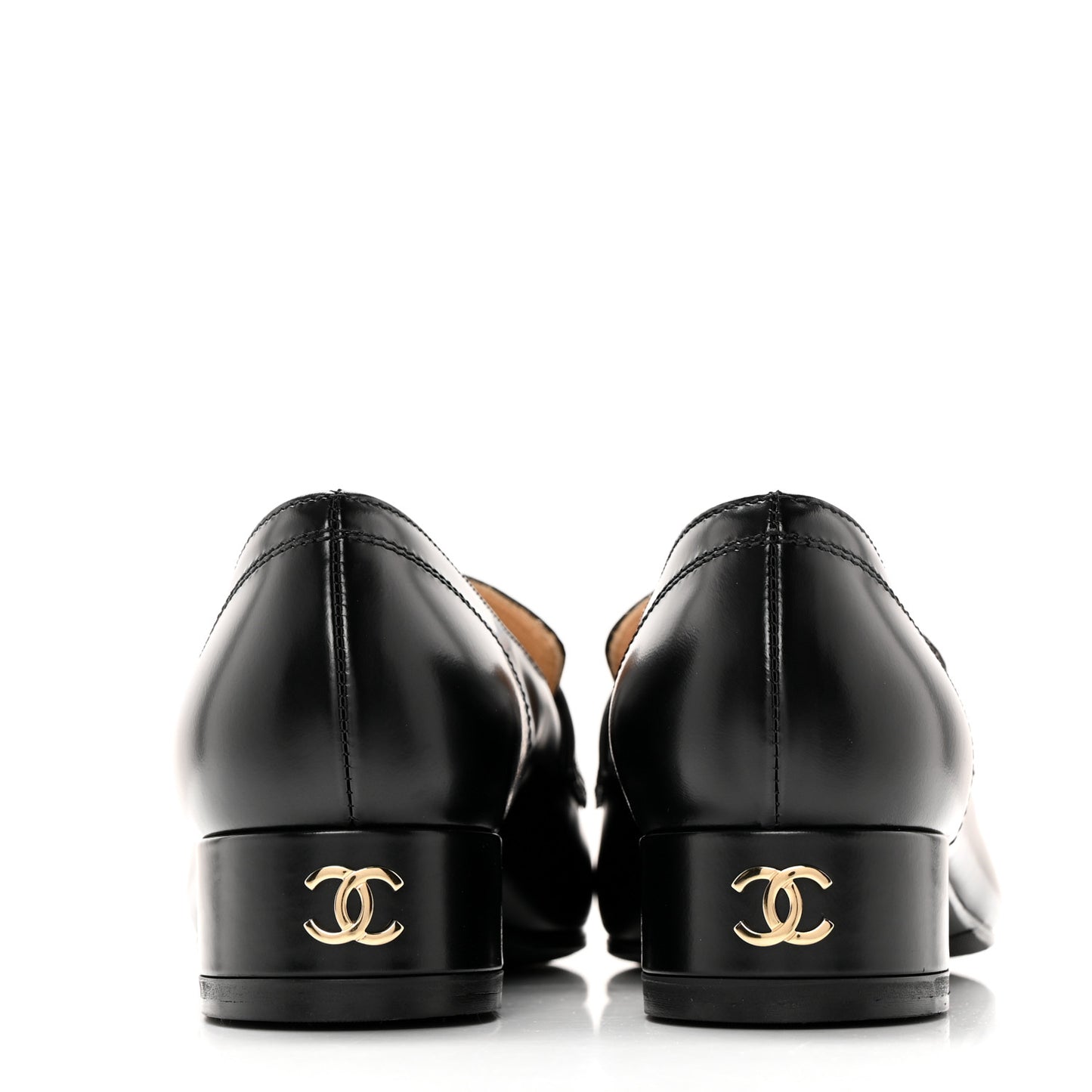 Shiny Calfskin Logo Loafers 37 Black