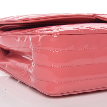 Chanel Patent Chevron Quilted Medium Double Flap Pink 5 of 9