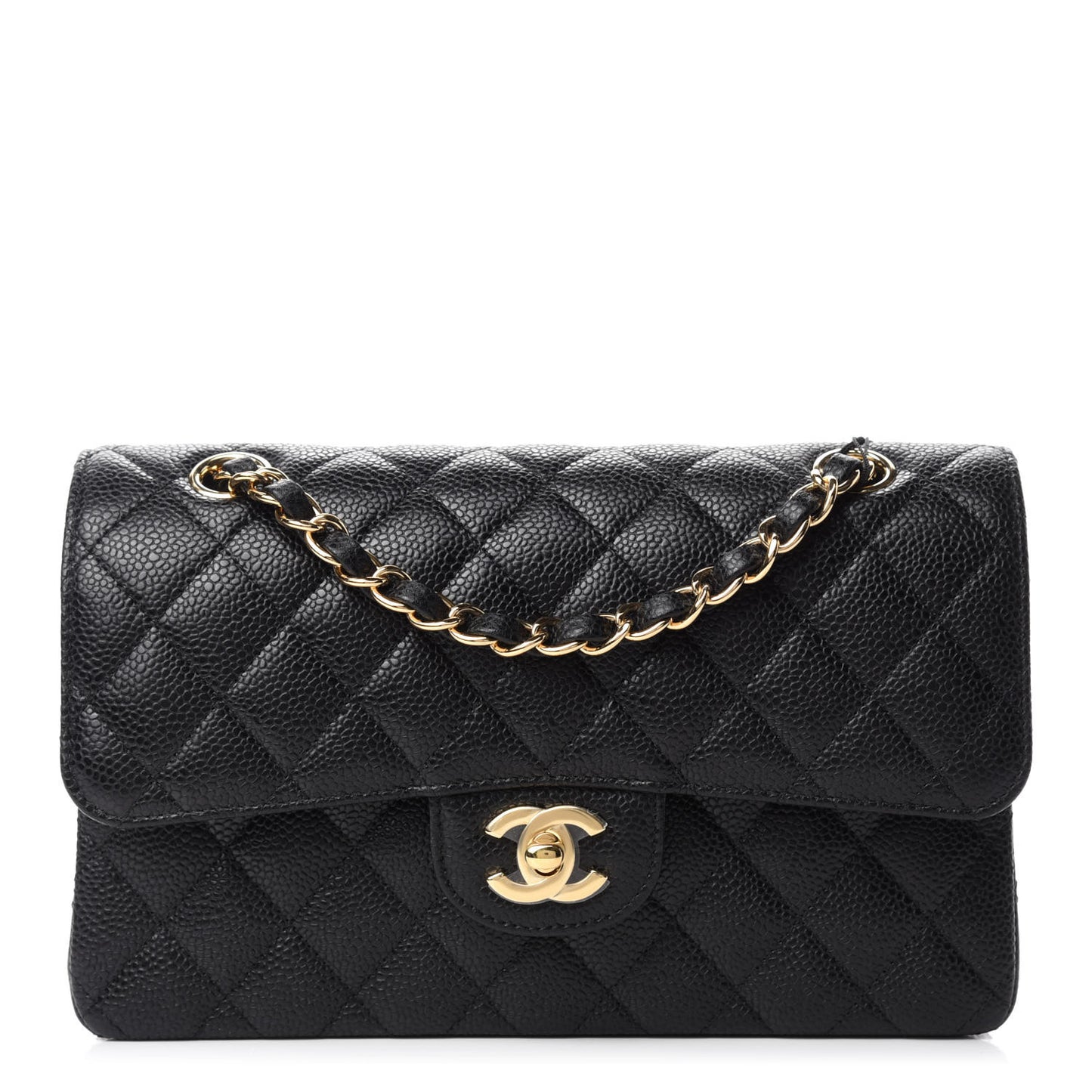 Caviar Quilted Small Double Flap Black