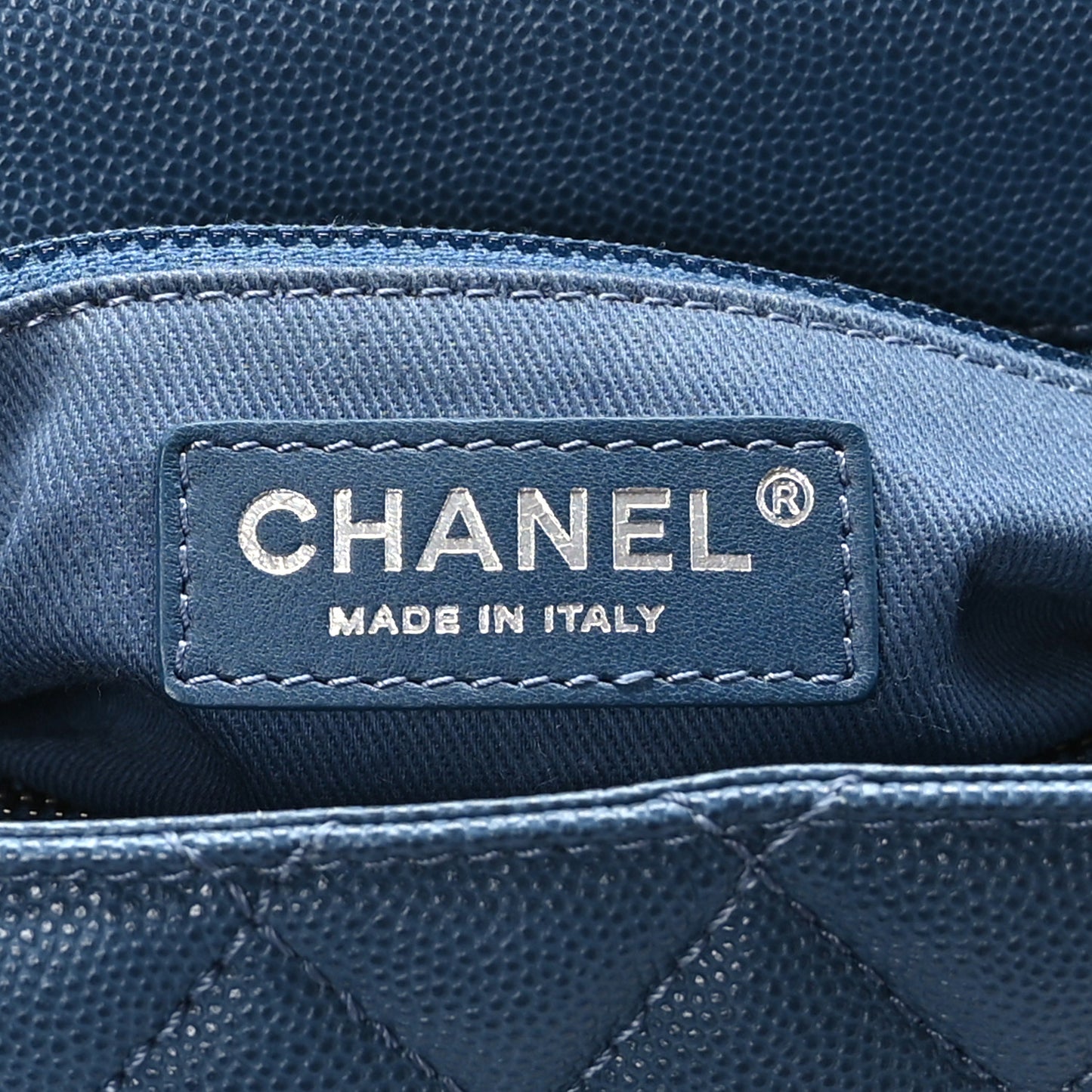 Caviar Quilted Small Coco Handle Flap Blue
