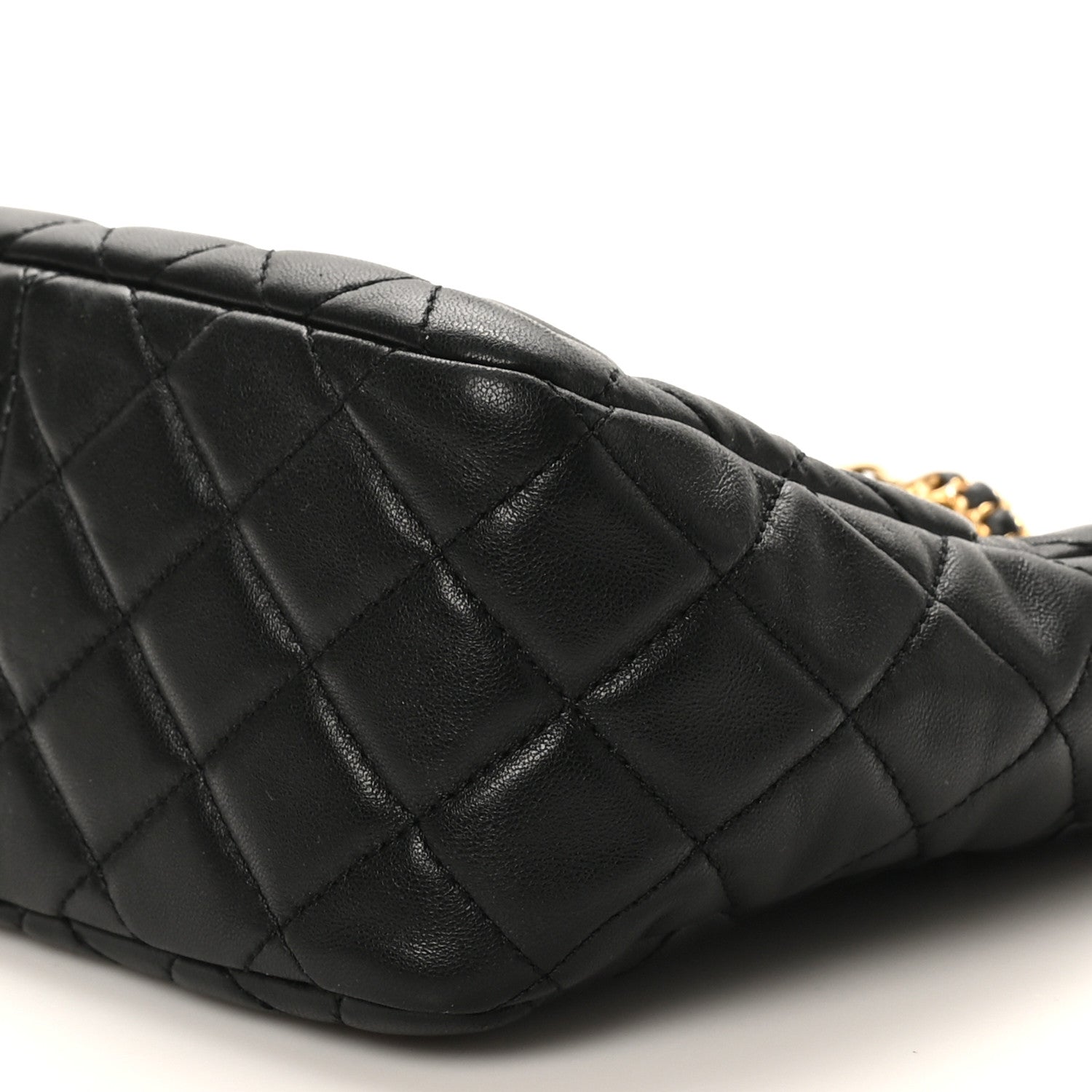 Chanel Lambskin Quilted Small Pearl Crush Hobo Black 1817310