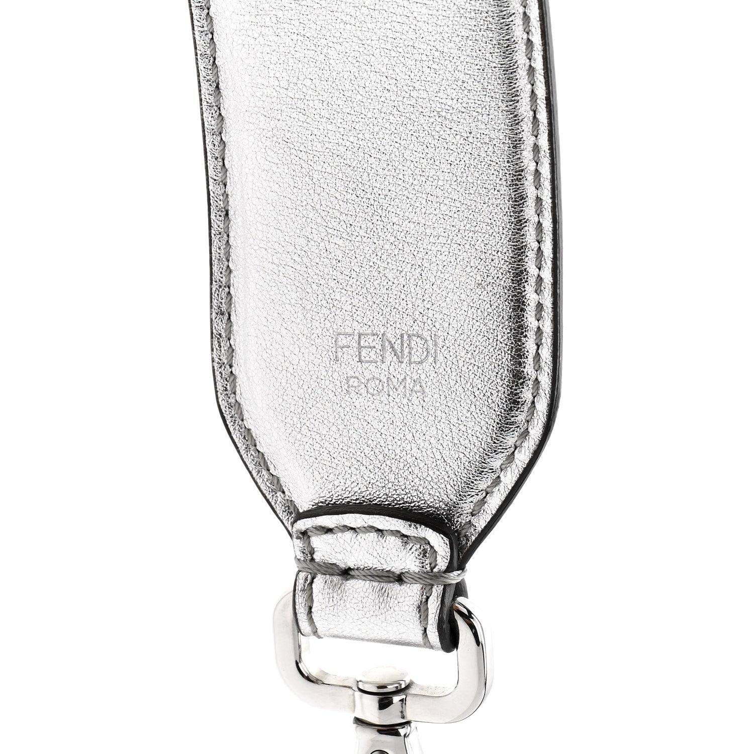 Fendi Vitello Catalan Mirror FF 1974 Embossed Strap You Argento 4 of 4
