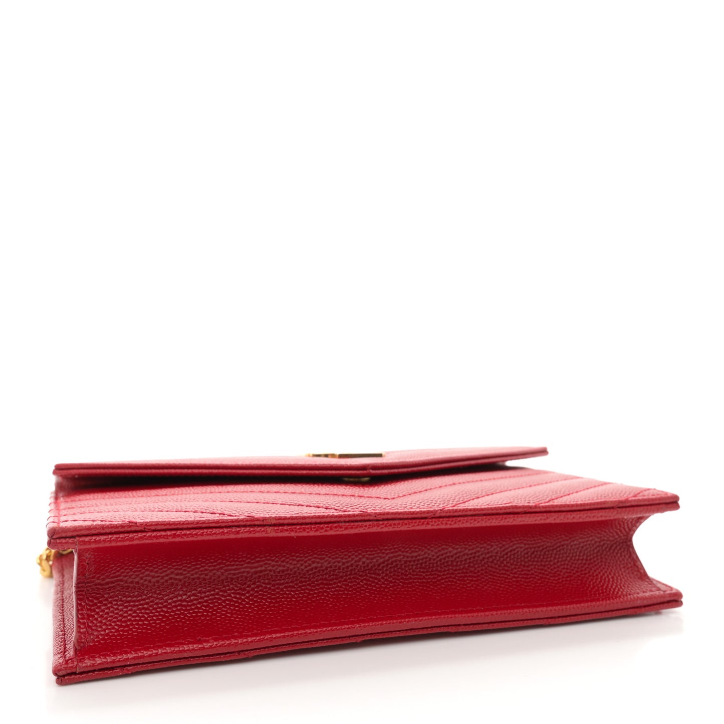 Grain De Poudre Matelasse Chevron Monogram Envelope Chain New Red