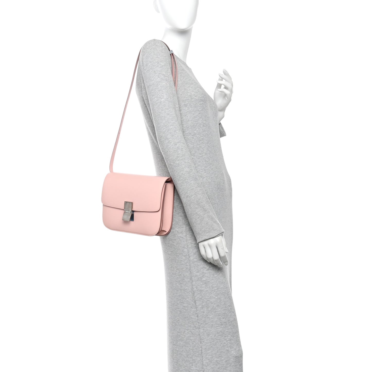 Box Calfskin Medium Classic Box Flap Bag Pink