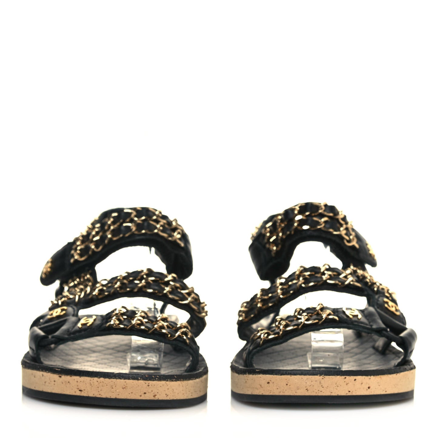 Lambskin Chain Sandals 37 Black