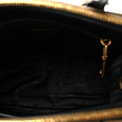 Prada Jacquard Saffiano Triangolo Symbole Embroidered Mini Galleria Double Zip Tote Black Corda 5 of 9
