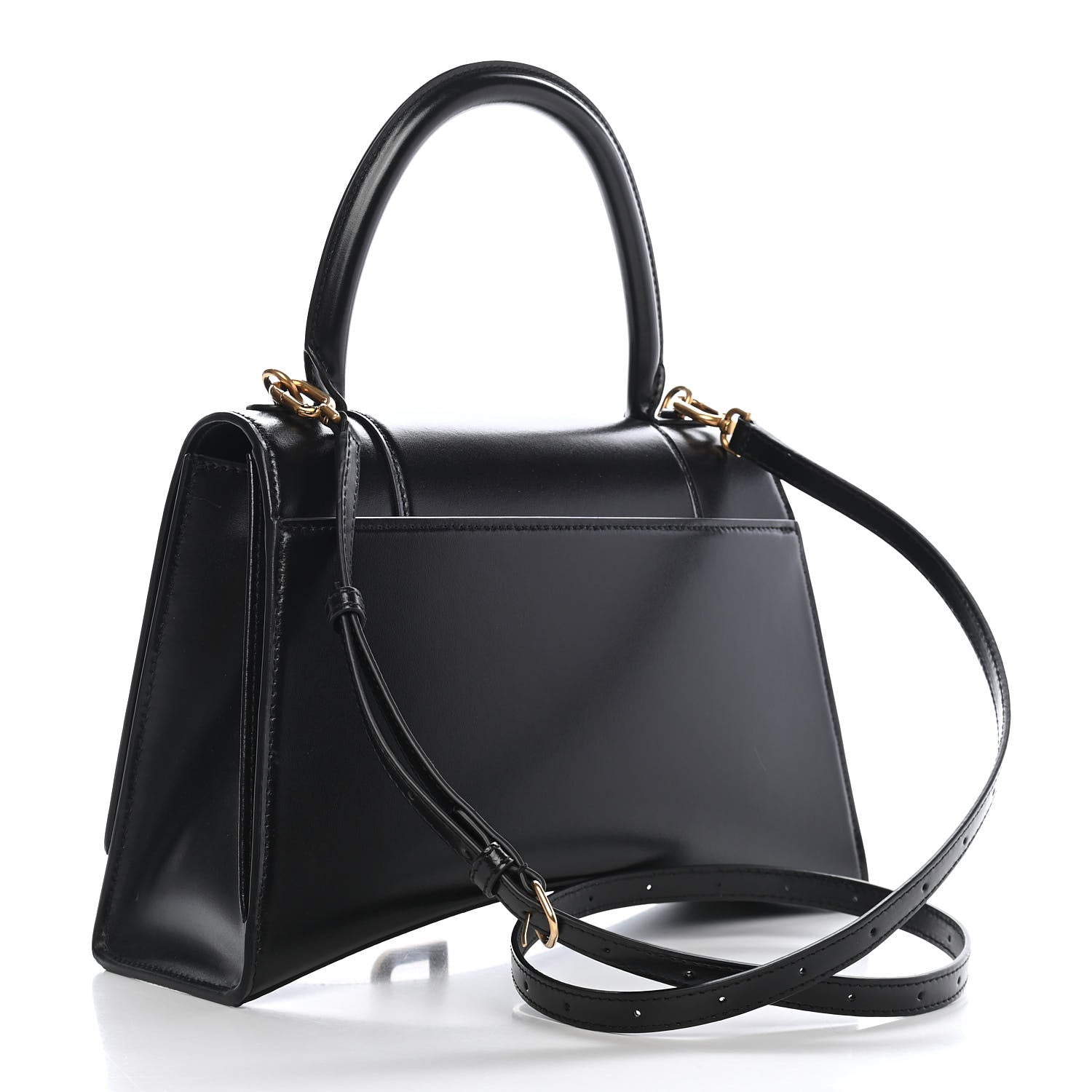 Balenciaga Shiny Box Calfskin Medium Hourglass Top Handle Bag Black 3 of 8