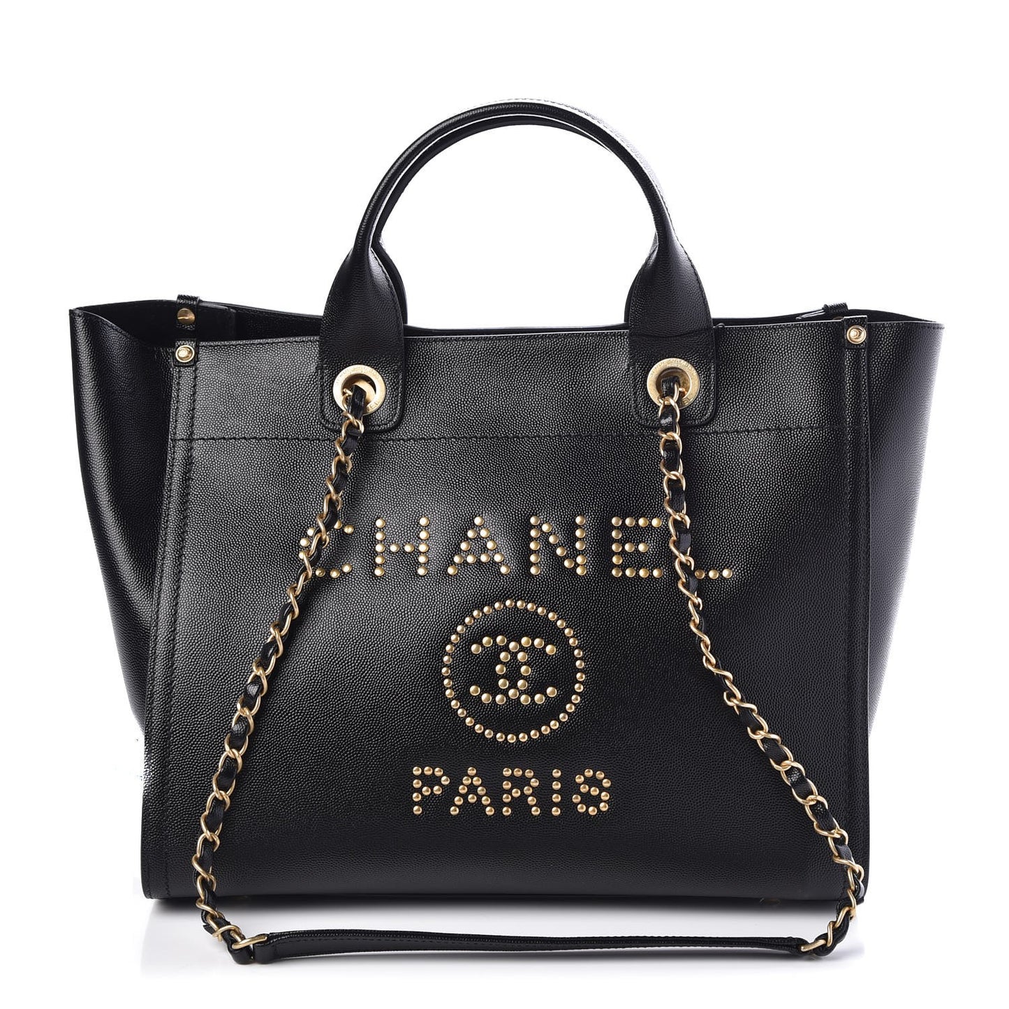 Caviar Small Studded Deauville Tote Black