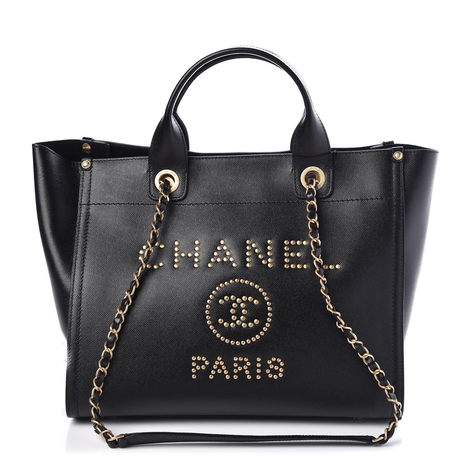 Chanel Caviar Small Studded Deauville Tote Black 1 of 8