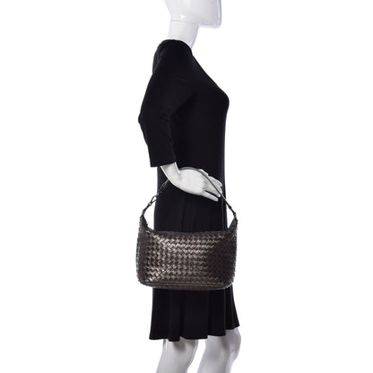 Bottega Veneta Metallic Nappa Intrecciato Small Shoulder Bag Steel 2 of 9
