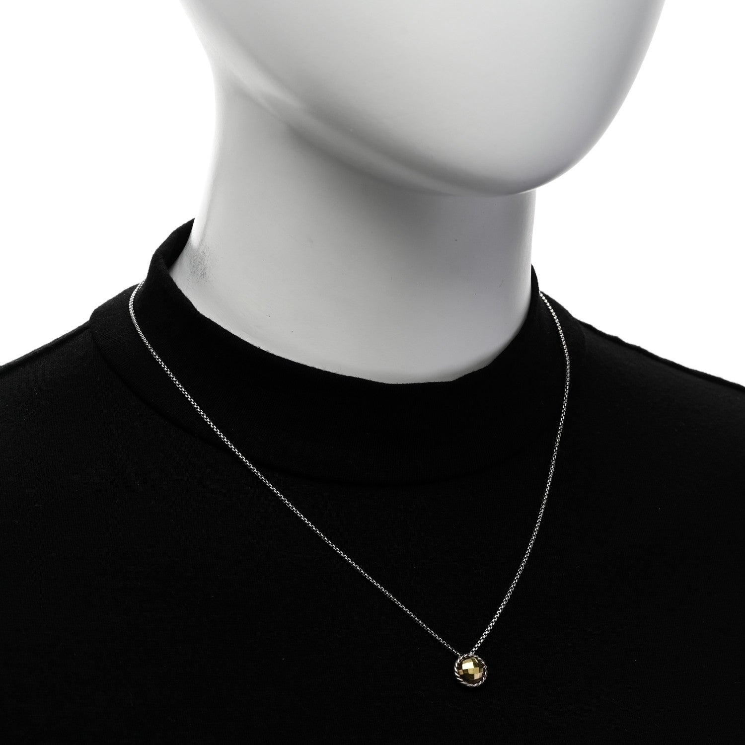 David Yurman Sterling Silver 18K Yellow Gold 8mm Petite Chatelaine Pendant Necklace 2 of 5