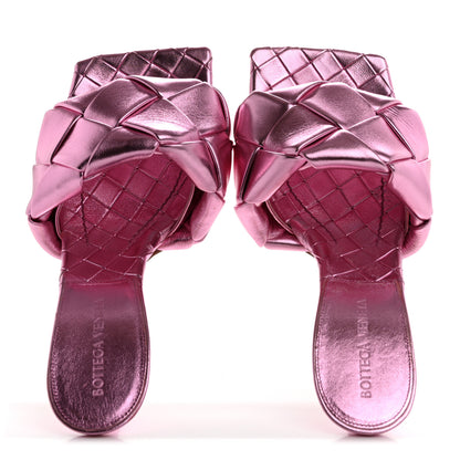 Bottega Veneta Metallic Nappa Maxi Intrecciato Lido 90mm Mule Sandals 37.5 Azalea 2 of 9