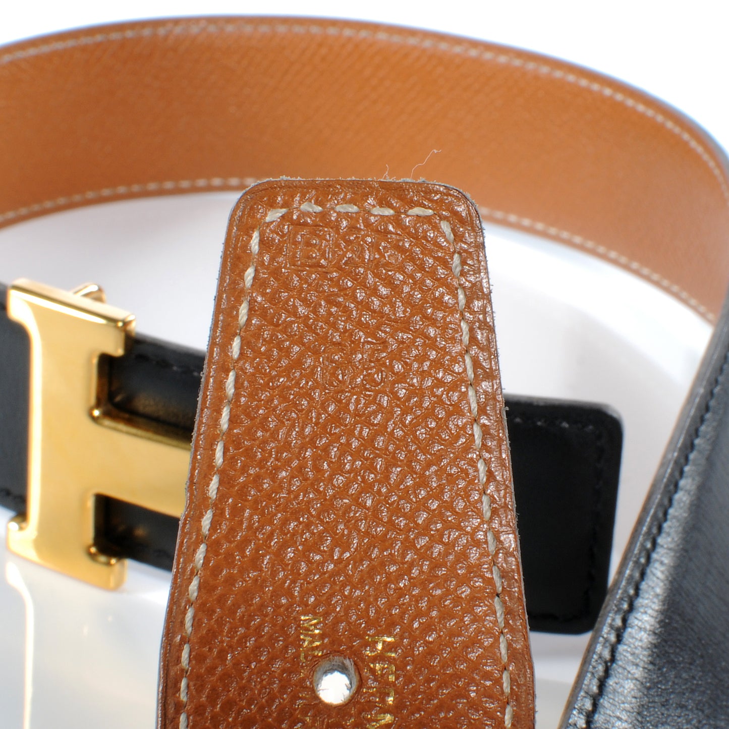 Box Courchevel 32mm H Belt 65 Black Gold