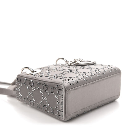 Christian Dior Satin Crystal Cannage Mini Lady Dior Gray 4 of 11