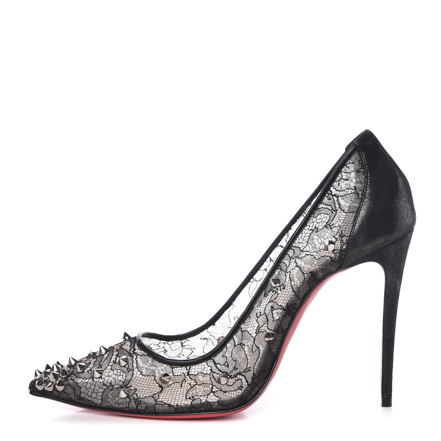 Christian Louboutin Rete Lace Chantilly 554 Spikes 100 Pumps 38.5 Black 1 of 10