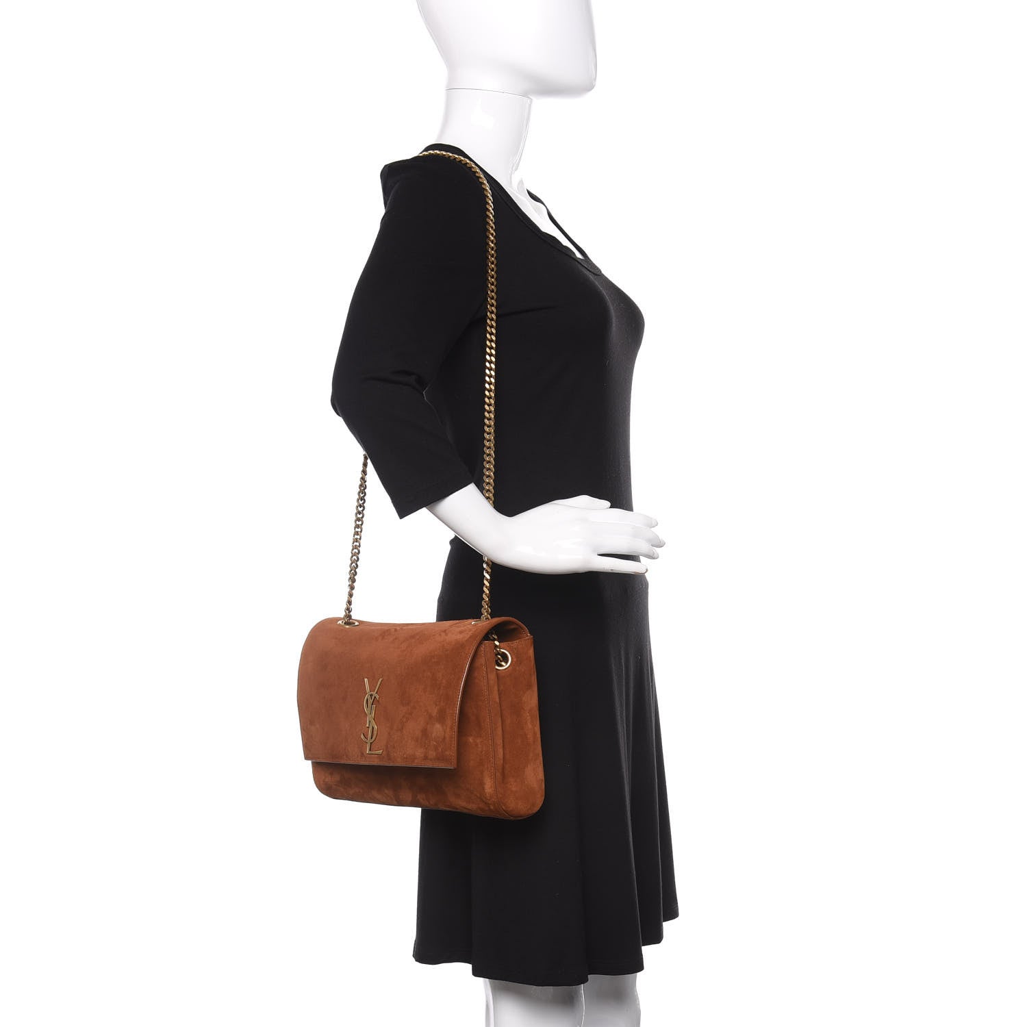 Saint Laurent Smooth Calfskin Suede Medium Reversible Monogram Kate Satchel Light Ochre 2 of 16