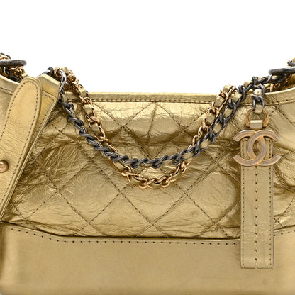 Chanel Metallic Aged Calfskin Quilted Small Gabrielle Hobo Gold 8 of 10