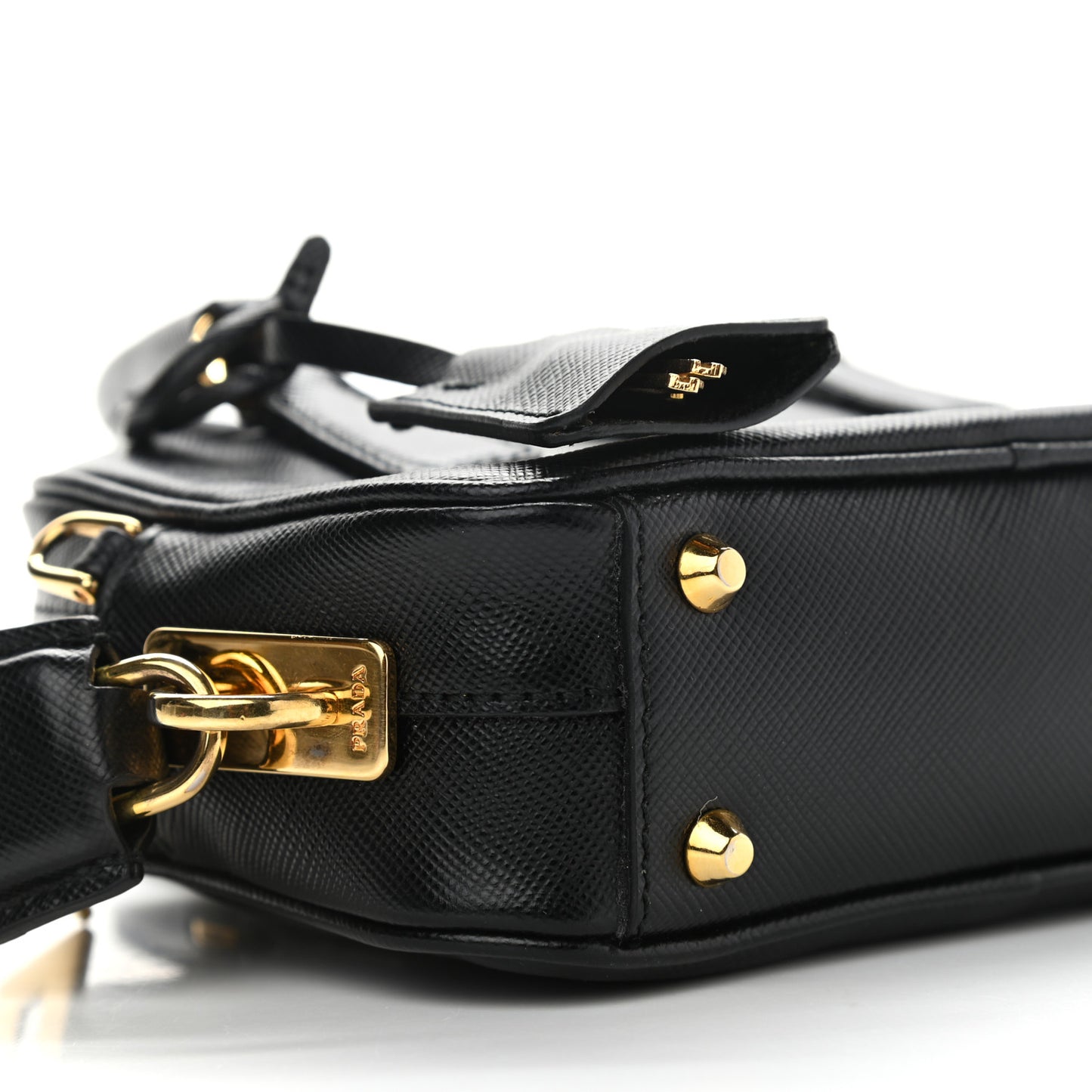 Saffiano Lux Mini Top Handle Crossbody Bag Black
