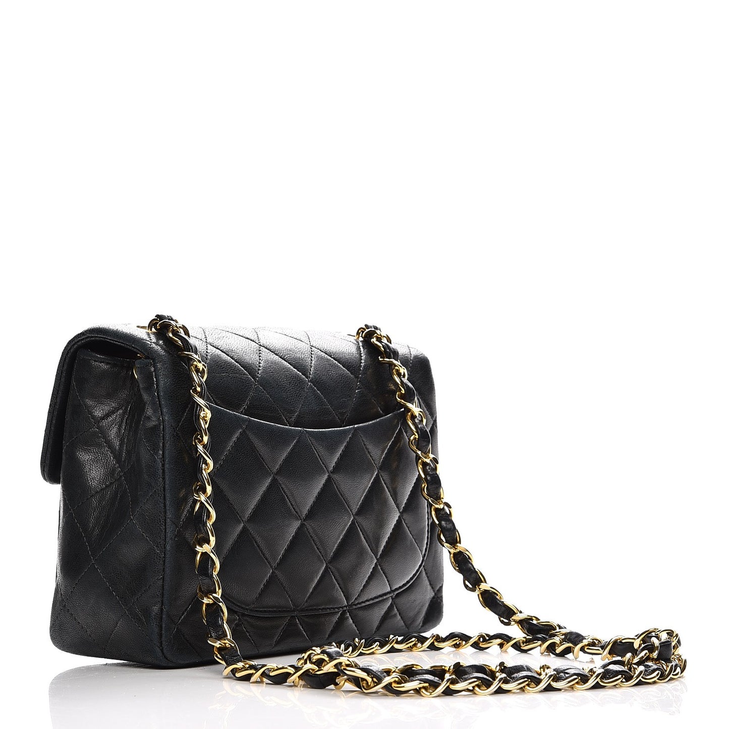Lambskin Quilted Mini Square Flap Black