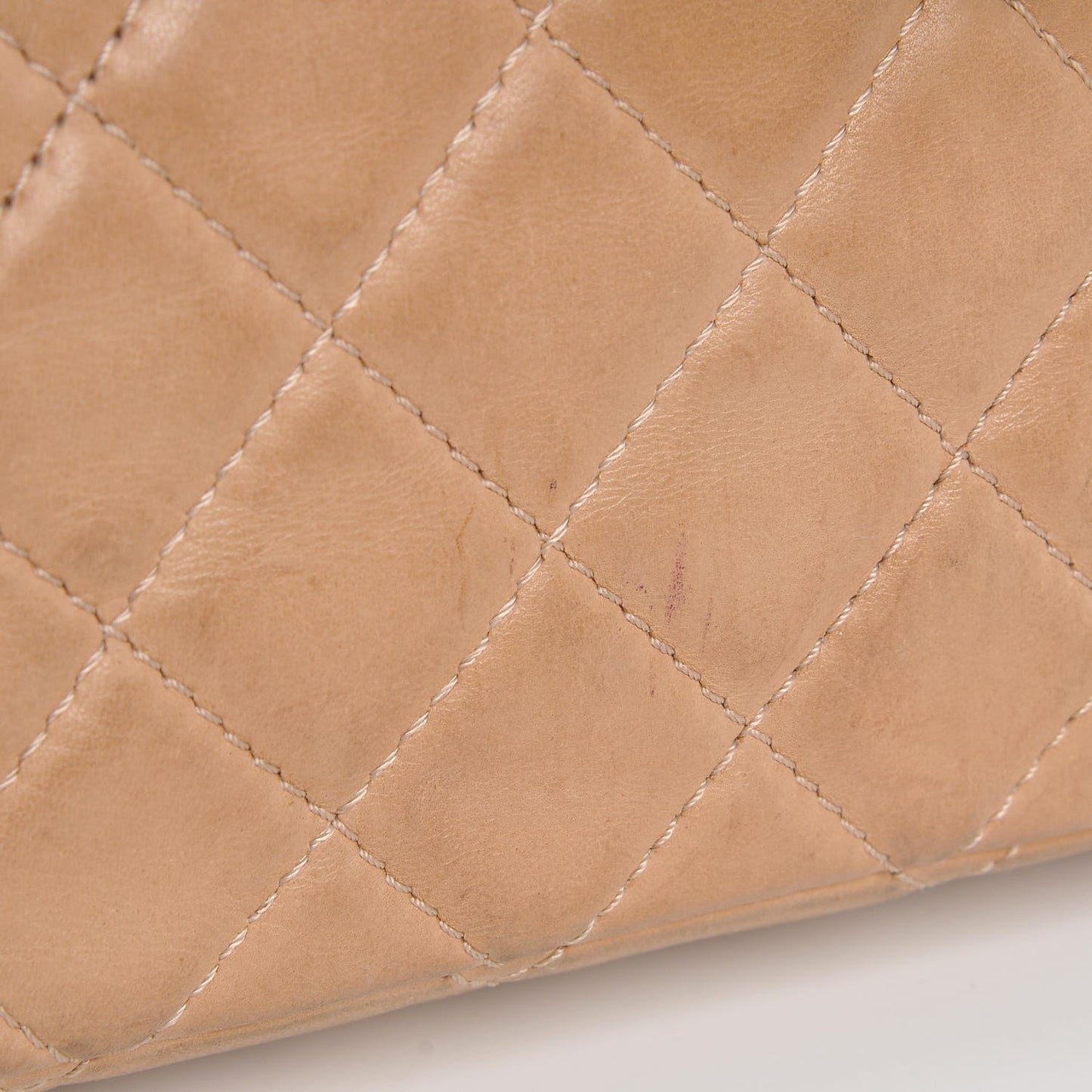Lambskin Quilted Maxi Single Flap Beige