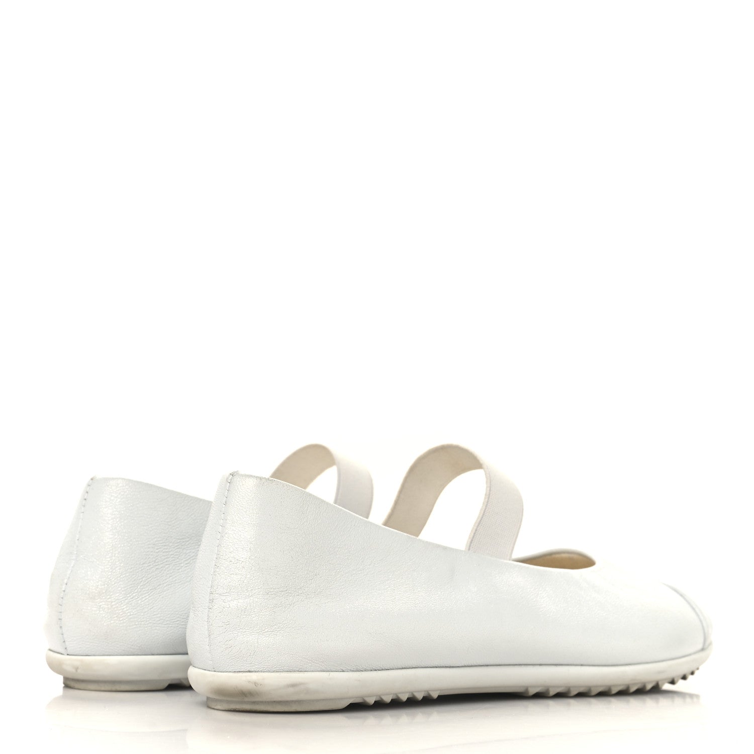 Chanel Lambskin Cap Toe CC Mary Jane Flats 37 White 1716201