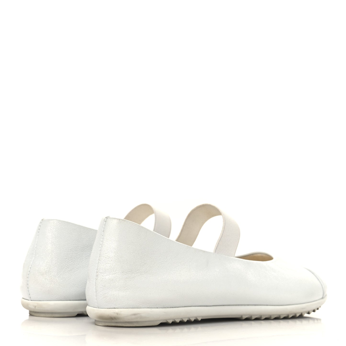 Lambskin Cap Toe CC Mary Jane Flats 37 White