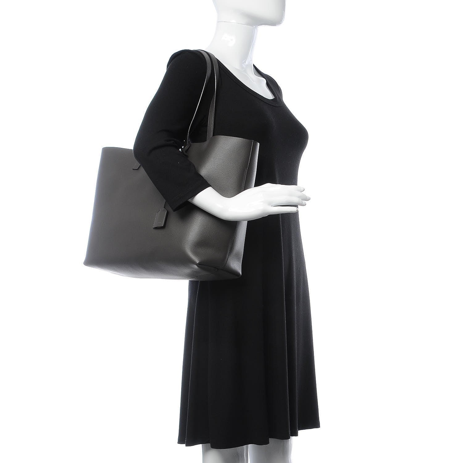Saint Laurent Calfskin Large Shopping Tote Coal 2 of 9