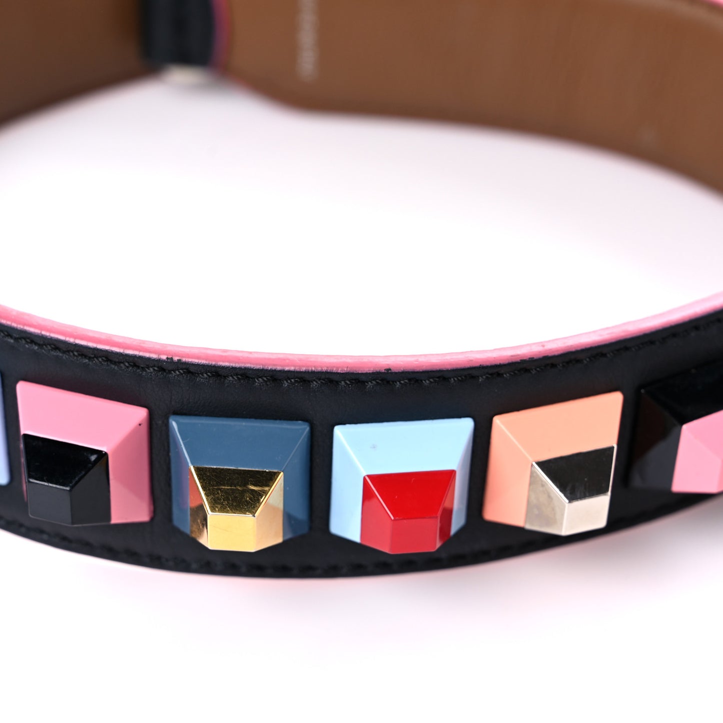 Vitello Dolce Plexiglass Bi-Color Studded Strap You Black Brownie Multicolor