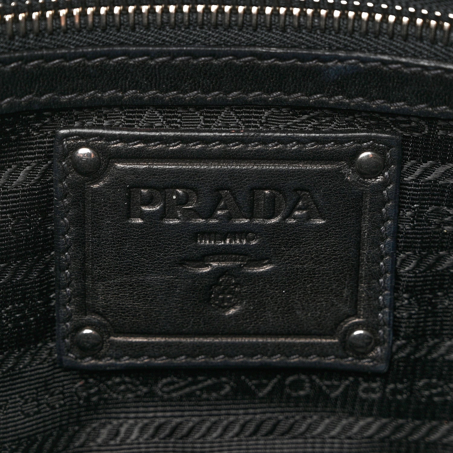 Prada Lambskin Embossed Pouch Black 6 of 6