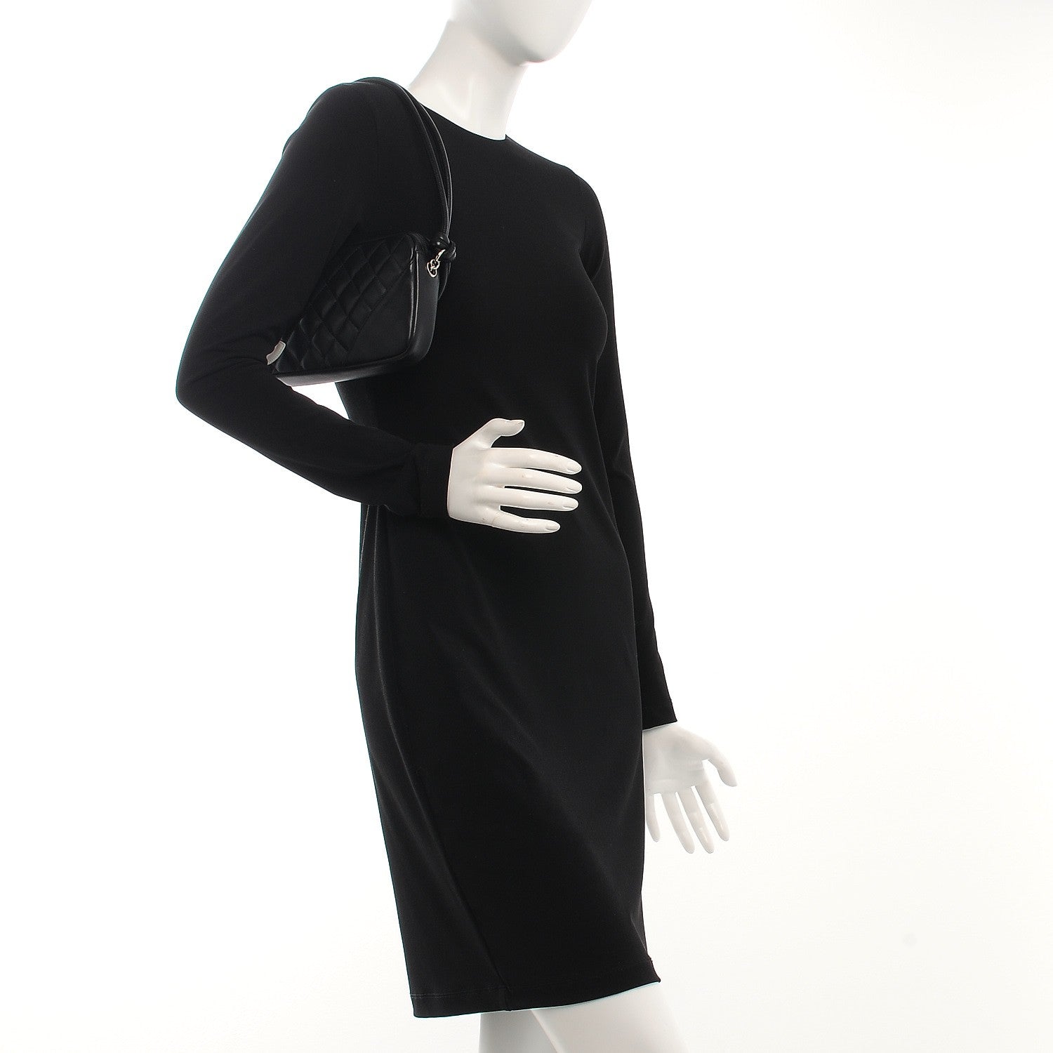 Chanel Calfskin Quilted Cambon Pochette Black White 2 of 8