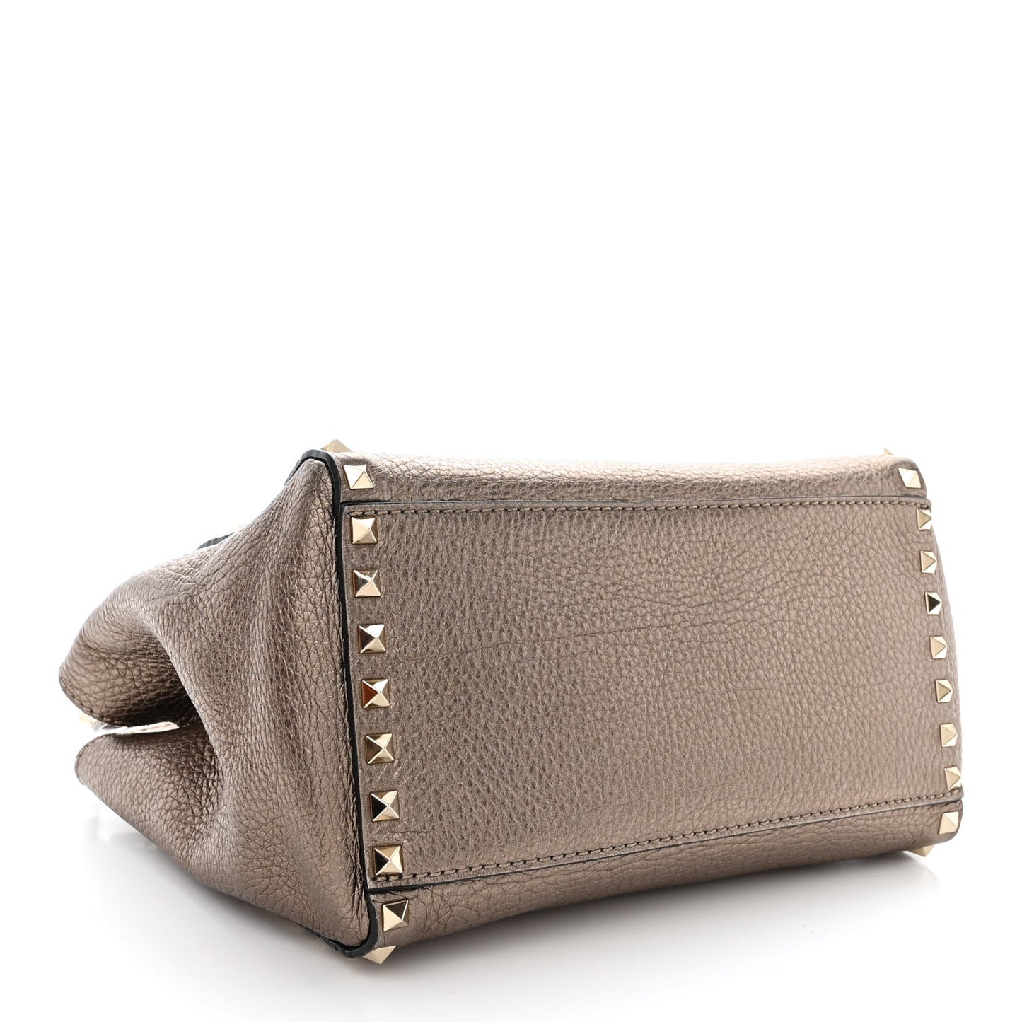 Metallic Grained Calfskin Rockstud Double Handle Tote Sasso