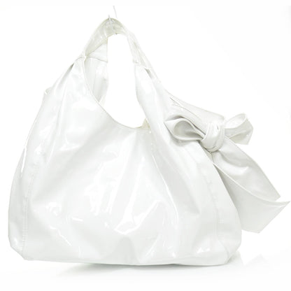 Valentino Garavani Patent Lacca Large Nuage Bow Hobo White 4 of 10