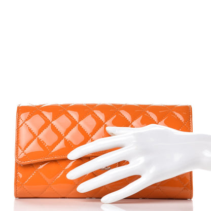 Chanel Patent Quilted Travel Wallet Orange 3 of 18
