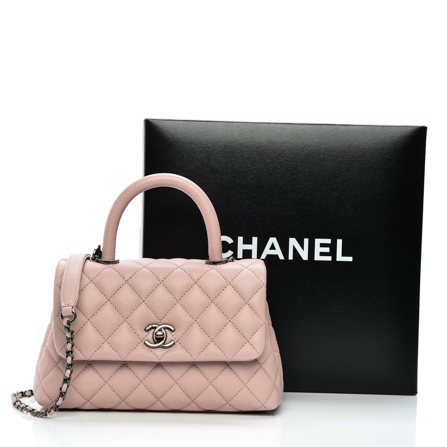Caviar Quilted Mini Coco Handle Flap Pink