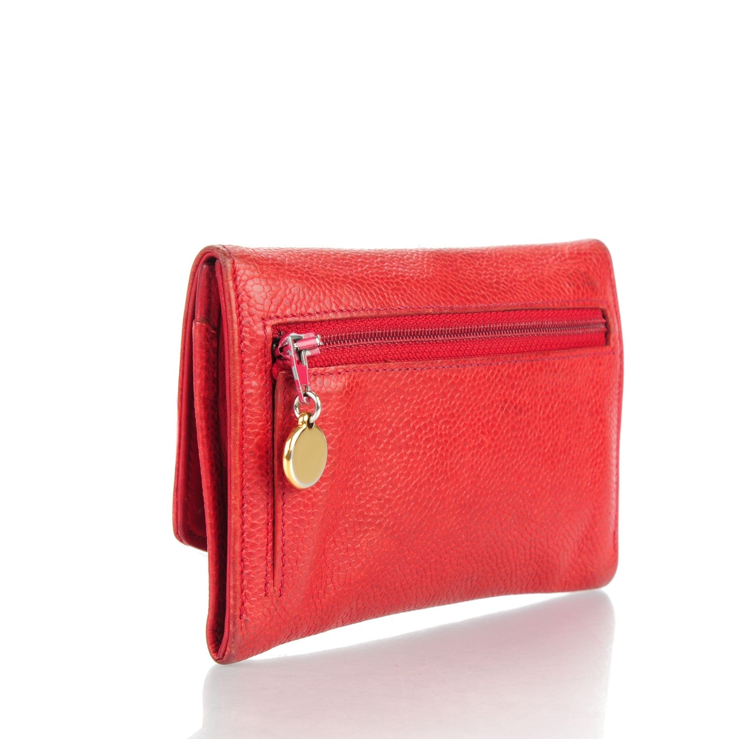 Chanel Caviar Timeless CC Card Holder Wallet Red 3 of 10