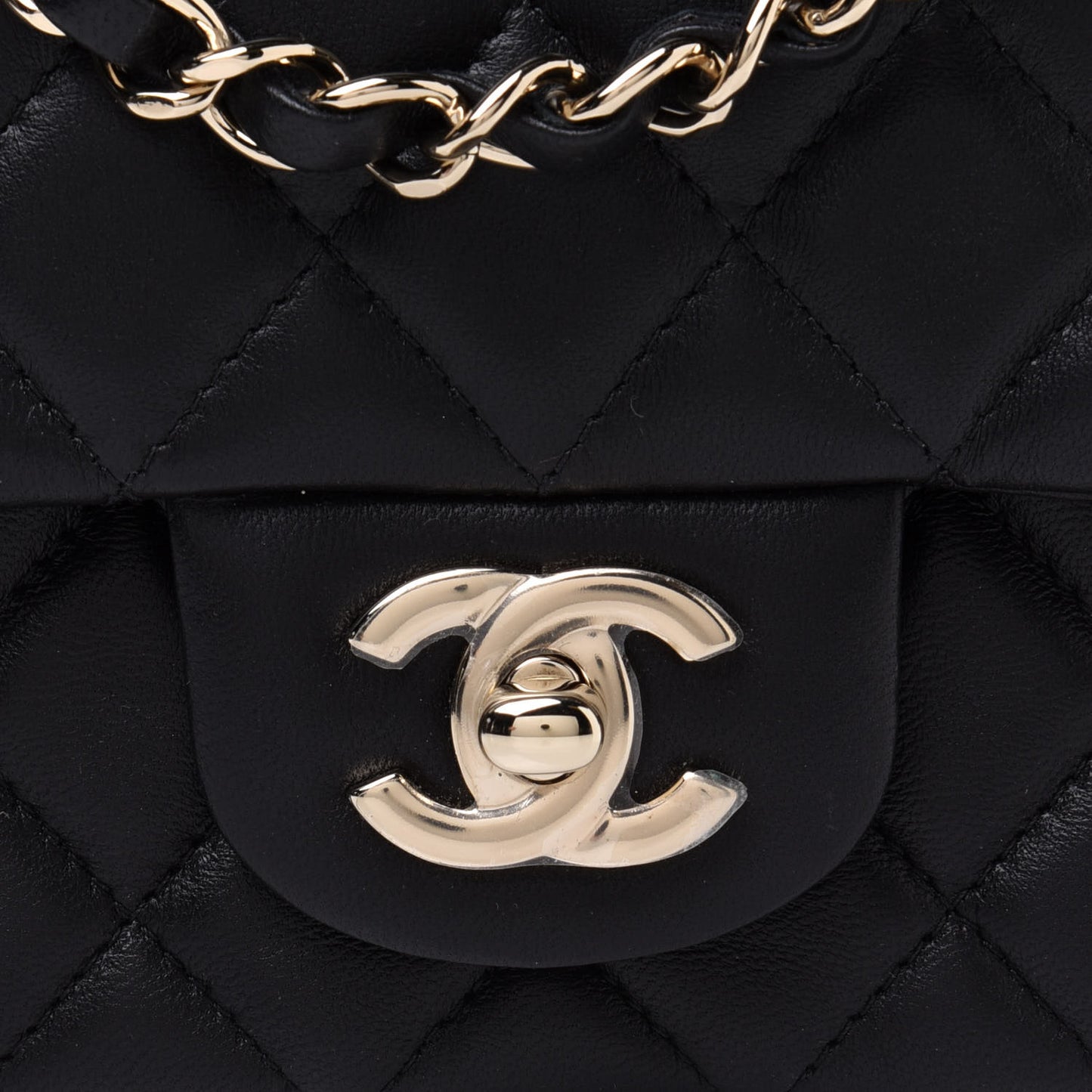 Lambskin Quilted Mini Rectangular Flap Black