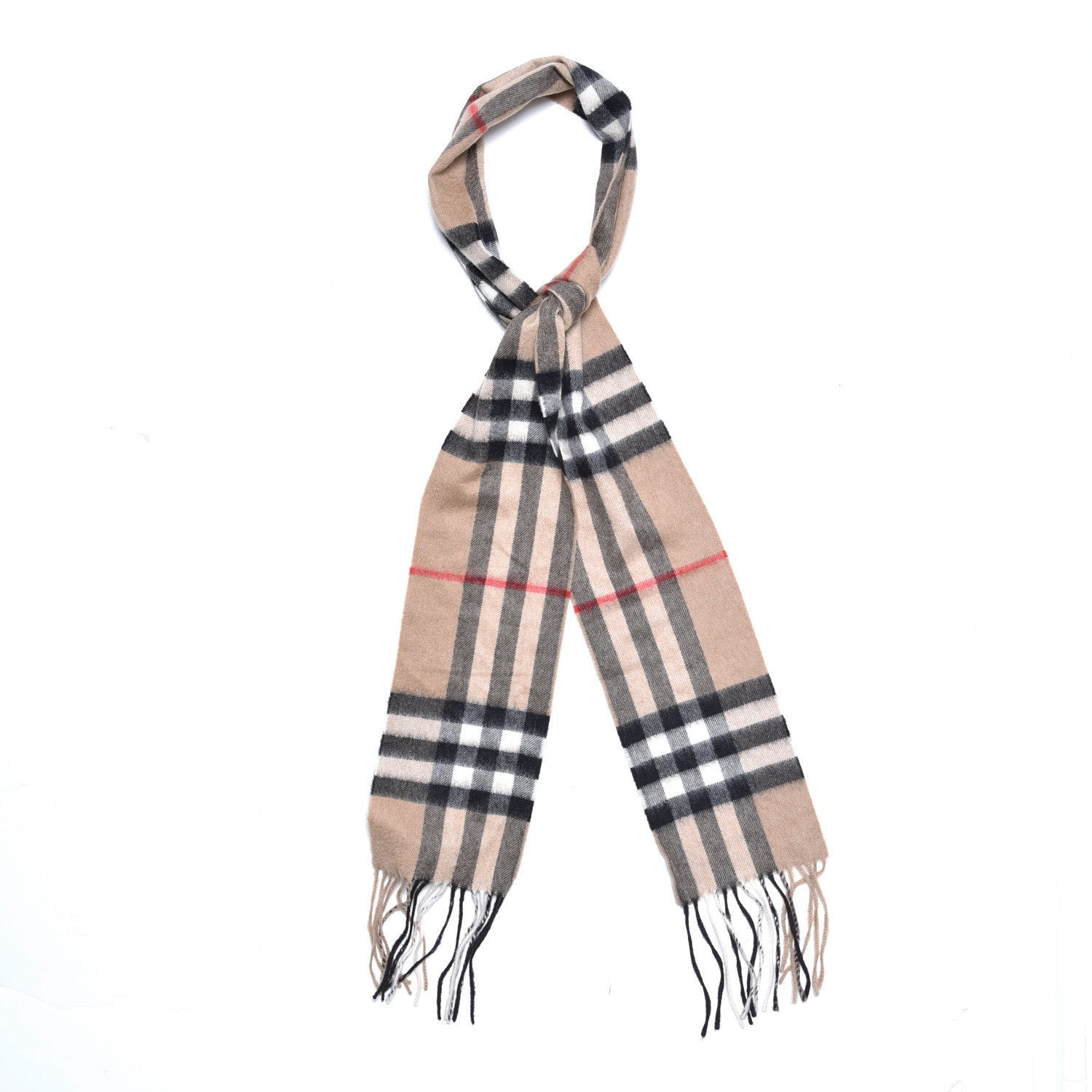 Burberry Cashmere Giant Check Skinny Scarf Camel 1 of 4