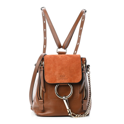 Chloe Suede Calfskin Mini Faye Backpack Tan 1 of 5