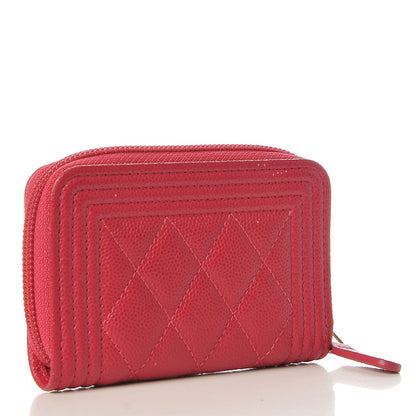 Chanel Caviar Quilted Boy Zip Around Coin Purse Wallet Fuchsia 3 of 15