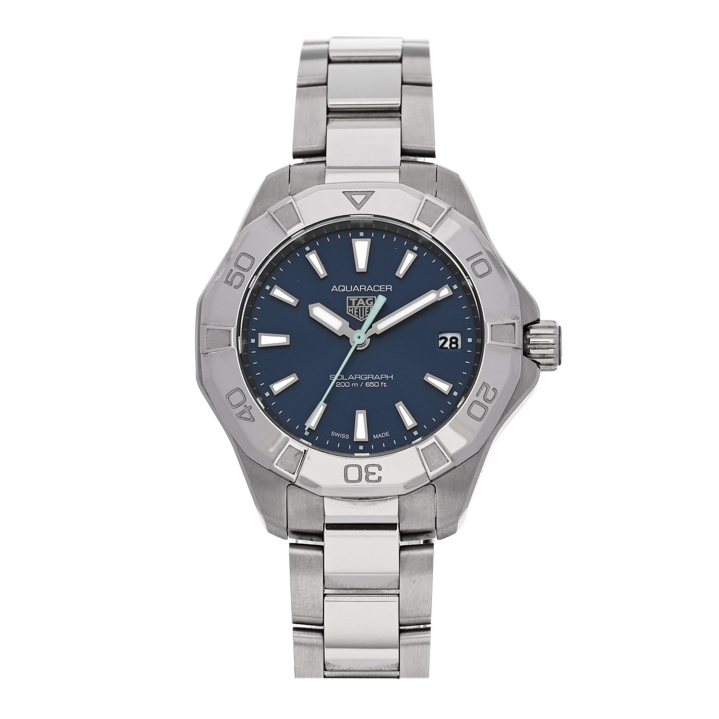 Stainless Steel 34mm Aquaracer Lady Professional 200 Solargraph Quartz Watch Blue WBP1311