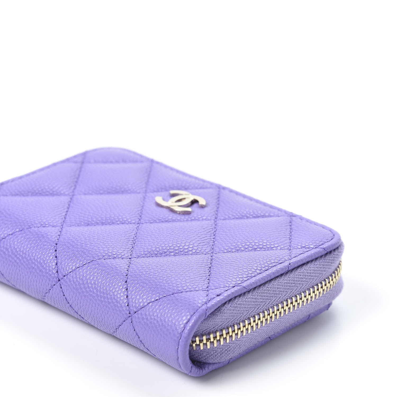 Chanel Caviar Quilted Zip Around Coin Purse Wallet Purple 6 of 8
