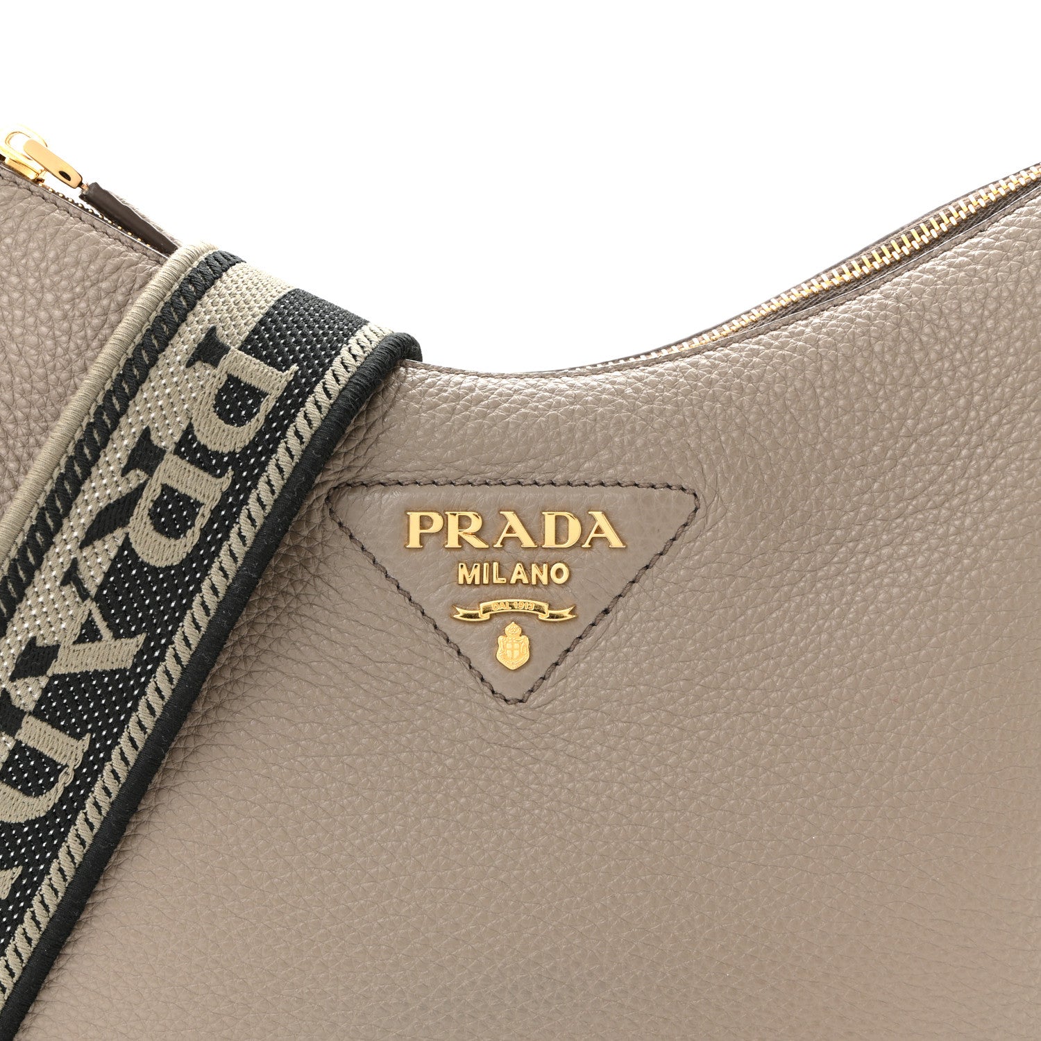 Prada Vitello Daino Soft Large Zippered Messenger Hobo Argilla 8 of 10