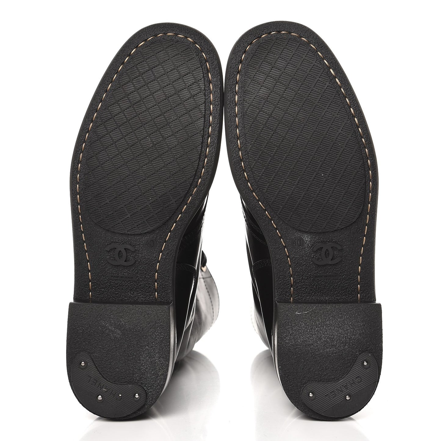 Crinkled Calfskin Paris Edinburgh CC Combat Boots 40 Black